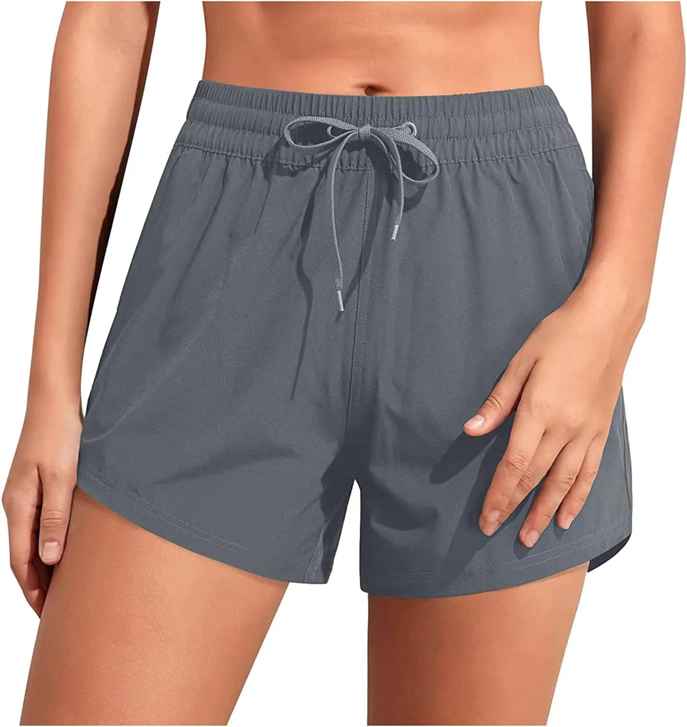 Aqua Eve Women's Board Shorts with Pockets High Waisted Swim Shorts Quick Dry Bathing Suit Shorts with Liner