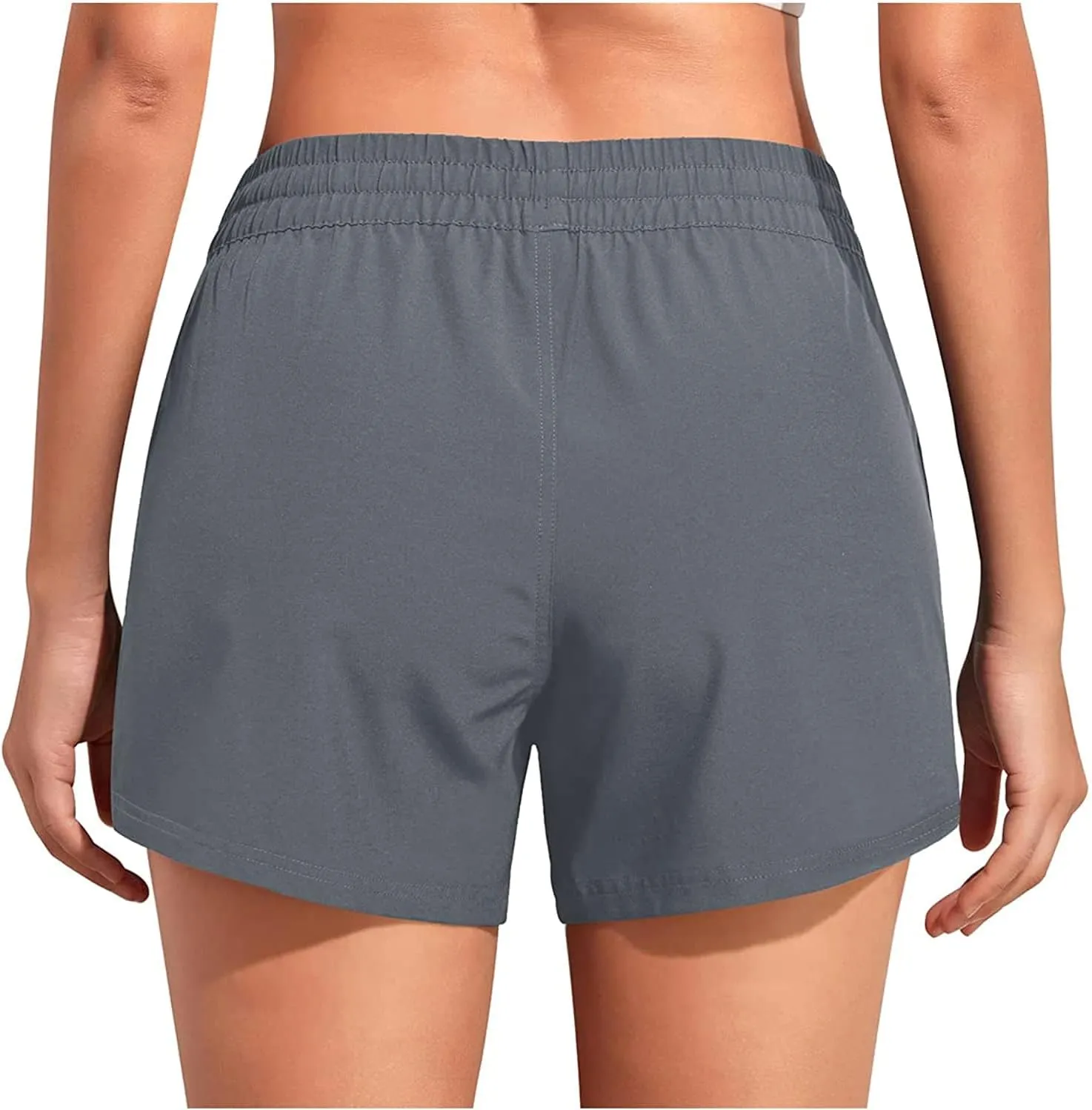 Aqua Eve Women's Board Shorts with Pockets High Waisted Swim Shorts Quick Dry Bathing Suit Shorts with Liner