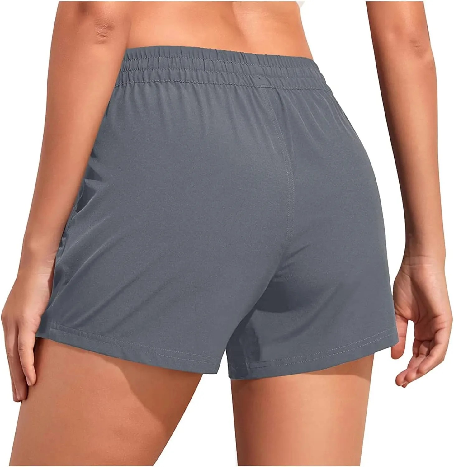 Aqua Eve Women's Board Shorts with Pockets High Waisted Swim Shorts Quick Dry Bathing Suit Shorts with Liner