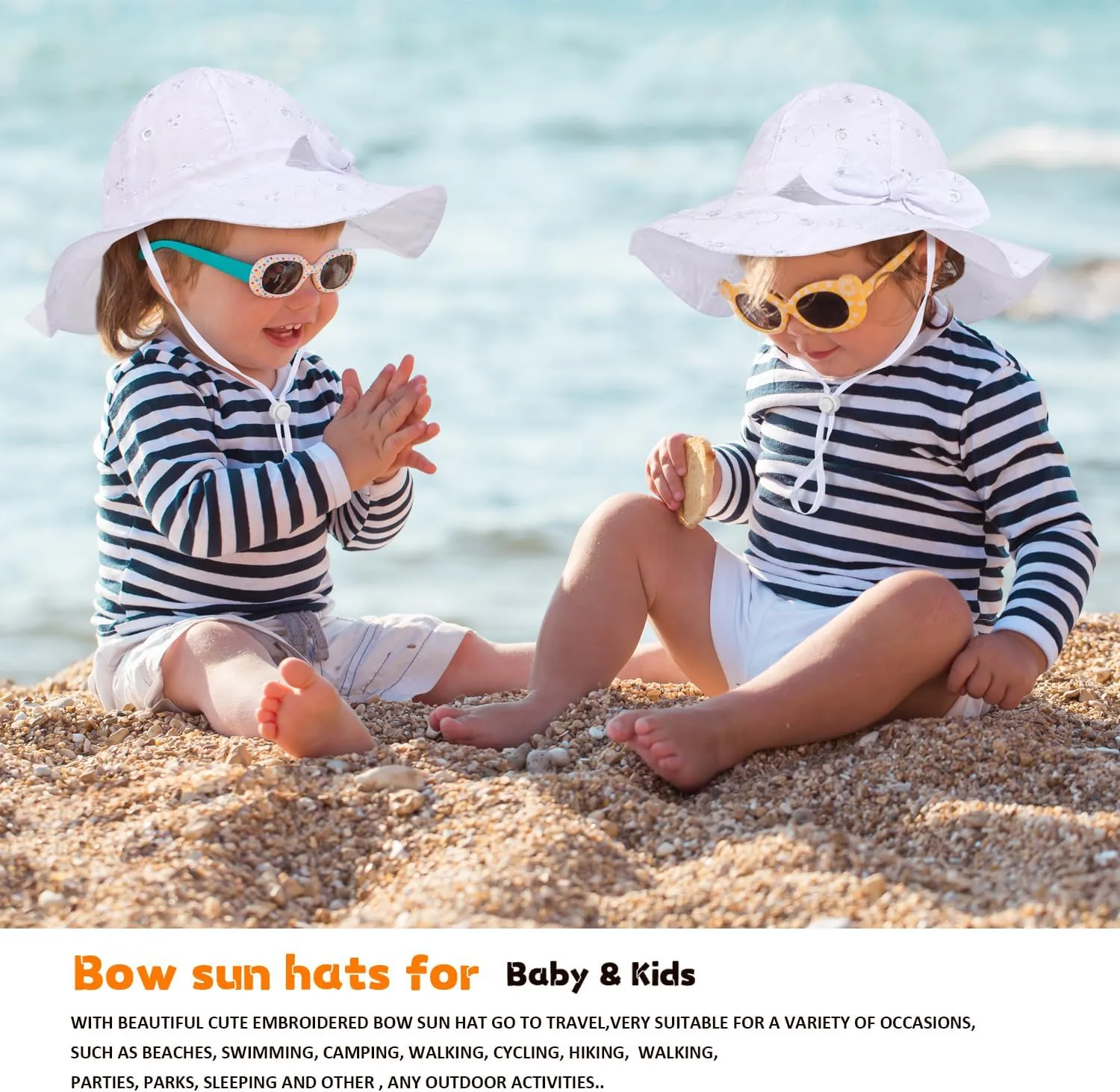 Baby Girl Sun Hat with UPF 50  Outdoor Adjustable Beach Hat with Wide Brim Bucket Hats