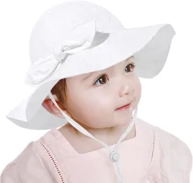 Baby Girl Sun Hat with UPF 50  Outdoor Adjustable Beach Hat with Wide Brim Bucket Hats