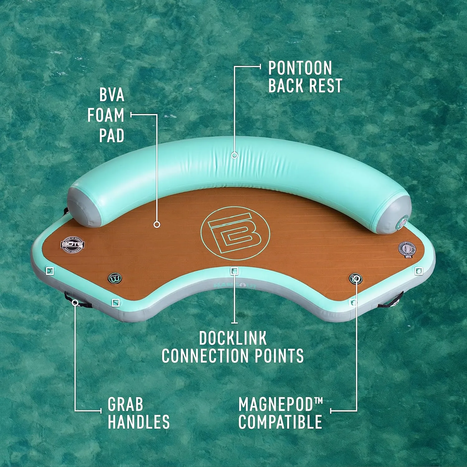 BOTE Inflatable Dock Hangout Suite Customizable Configurations Floating Party Raft Adults Kids Family Friendly MAGNEPod Compatible Packable Portable Towable, Multiple Sizes & Styles
