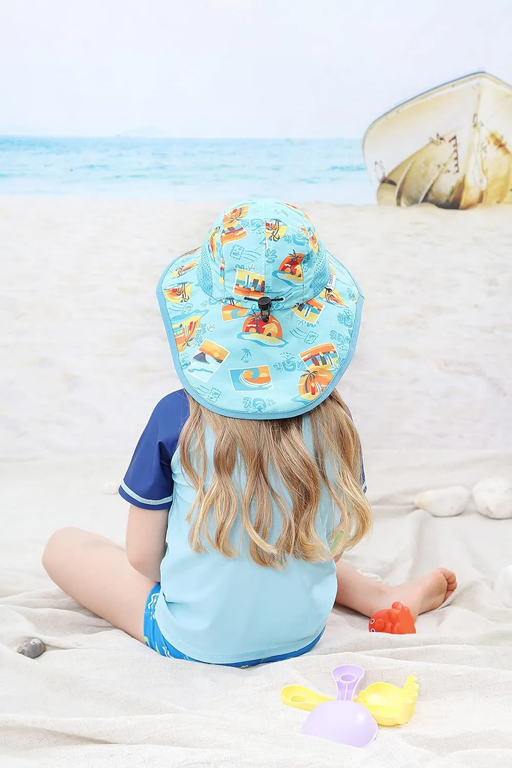 Boys Sun Hat with Neck Flap for Toddler Kids UPF 50  Summer Beach Play Hat
