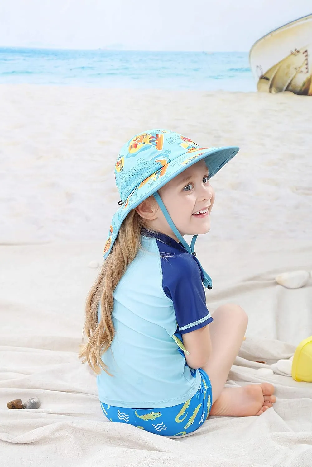 Boys Sun Hat with Neck Flap for Toddler Kids UPF 50  Summer Beach Play Hat
