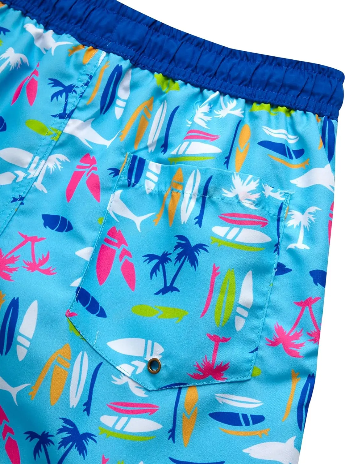 Boys Swim Trunks - Quick Dry Sun Protection Board Shorts with Breathable Mesh Lining and Drawstring Waist (Sizes: 8-18)