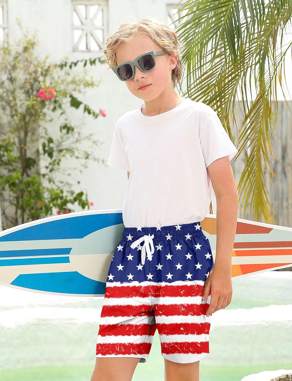 Boys Swim Trunks with Compression Liner for 6-20 Years Kids Quick Dry Bathing Suit