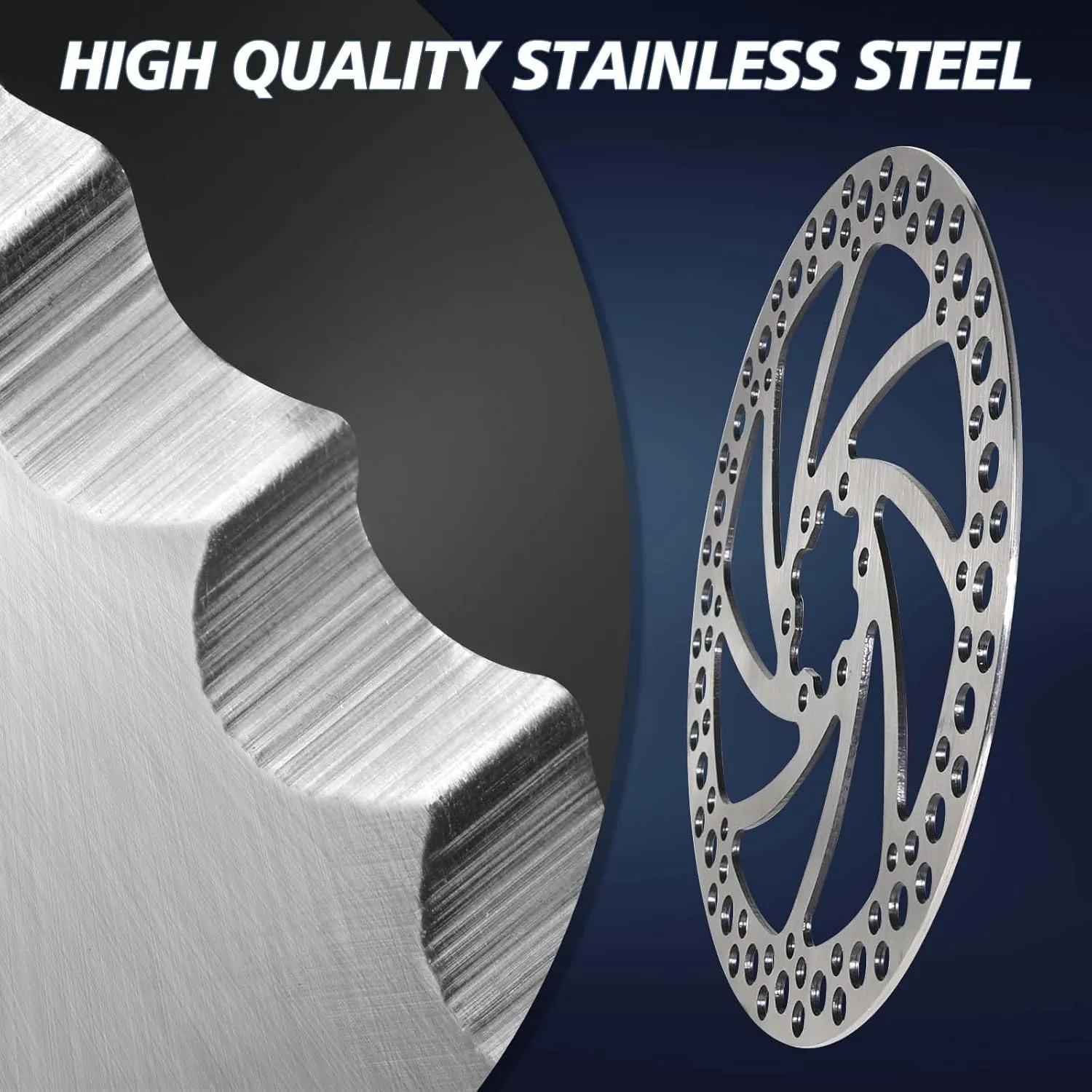 BUCKLOS 140mm 160mm 180mm 203mm MTB Disc Brake Rotor with 6 Bolts, Bicycle Brakes Stainless Steel Rotors M5 Screws, Opposite Hole Distance 44mm, fit Mountain Road Bikes MTB BMX