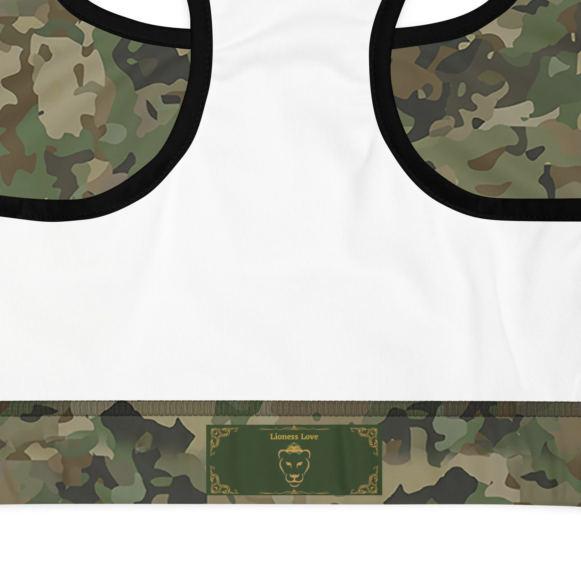 Dark green camo sports bra, lioness-love