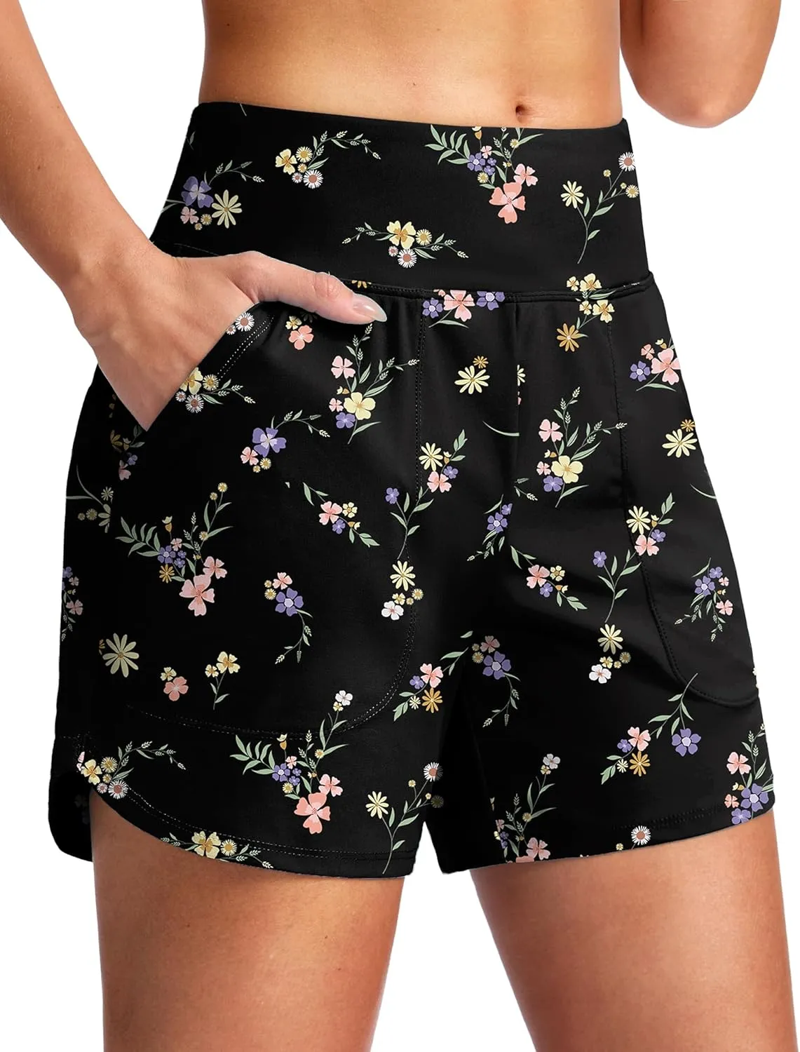 G Gradual Women's 5" Swim Board Shorts Quick Dry High Waisted Beach Shorts for Women Swimsuit Bottoms with Liner Pockets