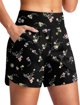 G Gradual Women's 5" Swim Board Shorts Quick Dry High Waisted Beach Shorts for Women Swimsuit Bottoms with Liner Pockets