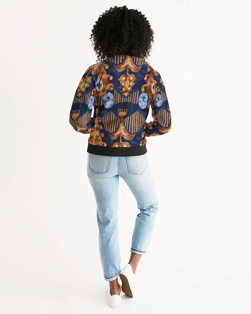 Gold Garden Ikat Women's Bomber Jacket