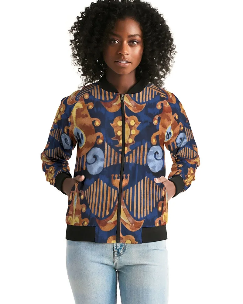 Gold Garden Ikat Women's Bomber Jacket