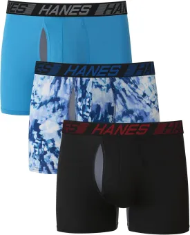 Hanes Mens Total Support Pouch Boxer Briefs, X-Temp Cooling, Moisture-Wicking Underwear, Regular, Long-leg and Trunk, 3-Pack