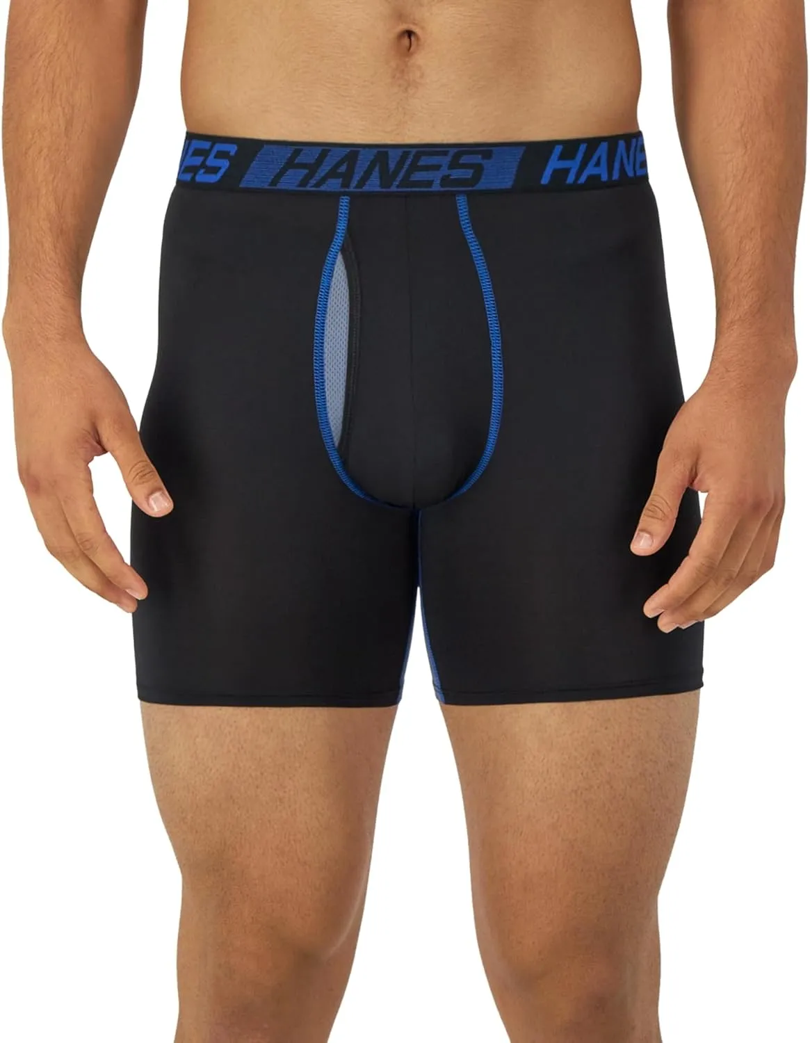 Hanes Mens Total Support Pouch Boxer Briefs, X-Temp Cooling, Moisture-Wicking Underwear, Regular, Long-leg and Trunk, 3-Pack