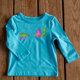 Infant Toddler Sun Protective Shirt-Mermaid Brilliant Cerulean Blue