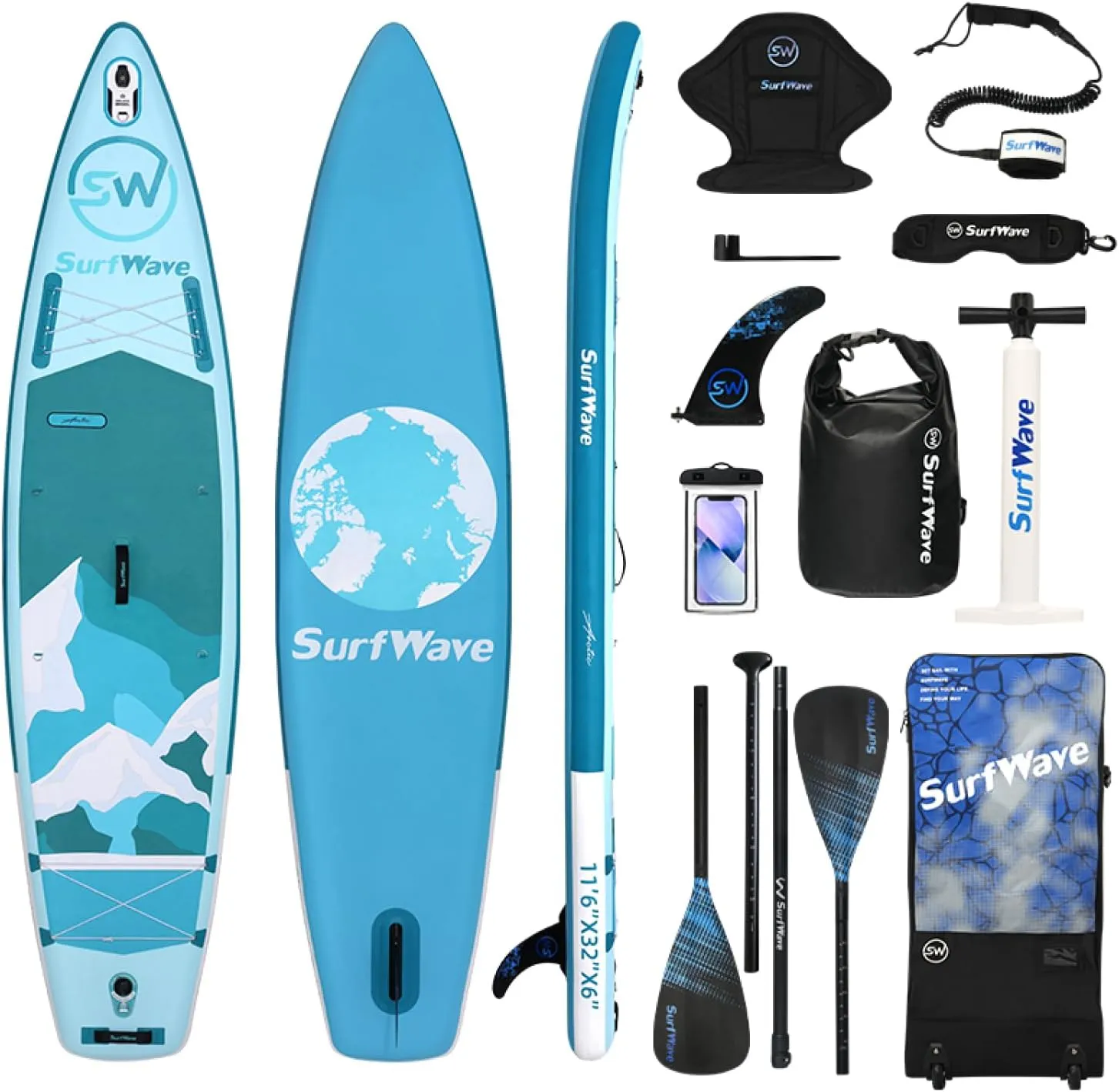 Inflatable Stand Up Paddle Board 11'X34 X6 - Ideal for Beginners & Open Water Adventures