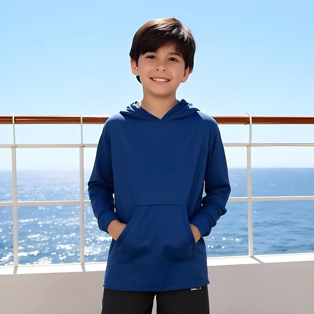INGEAR Boys' Rash Guard Long Sleeve UPF 50  UV Protection Swim Shirt, Hooded Sun Shirt, Quick Dry Fishing Shirt for Kids