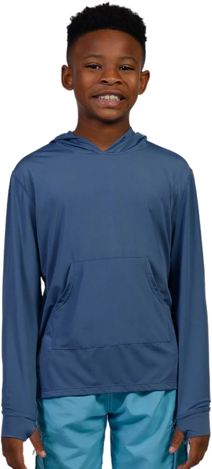 INGEAR Boys' Rash Guard Long Sleeve UPF 50  UV Protection Swim Shirt, Hooded Sun Shirt, Quick Dry Fishing Shirt for Kids