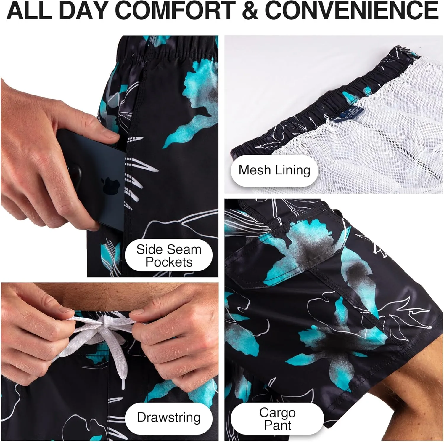 Kanu Surf Flex Men's Swim Trunks Quick-Dry Bathing Suit Men, 9" Inseam (Regular & Extended Sizes)