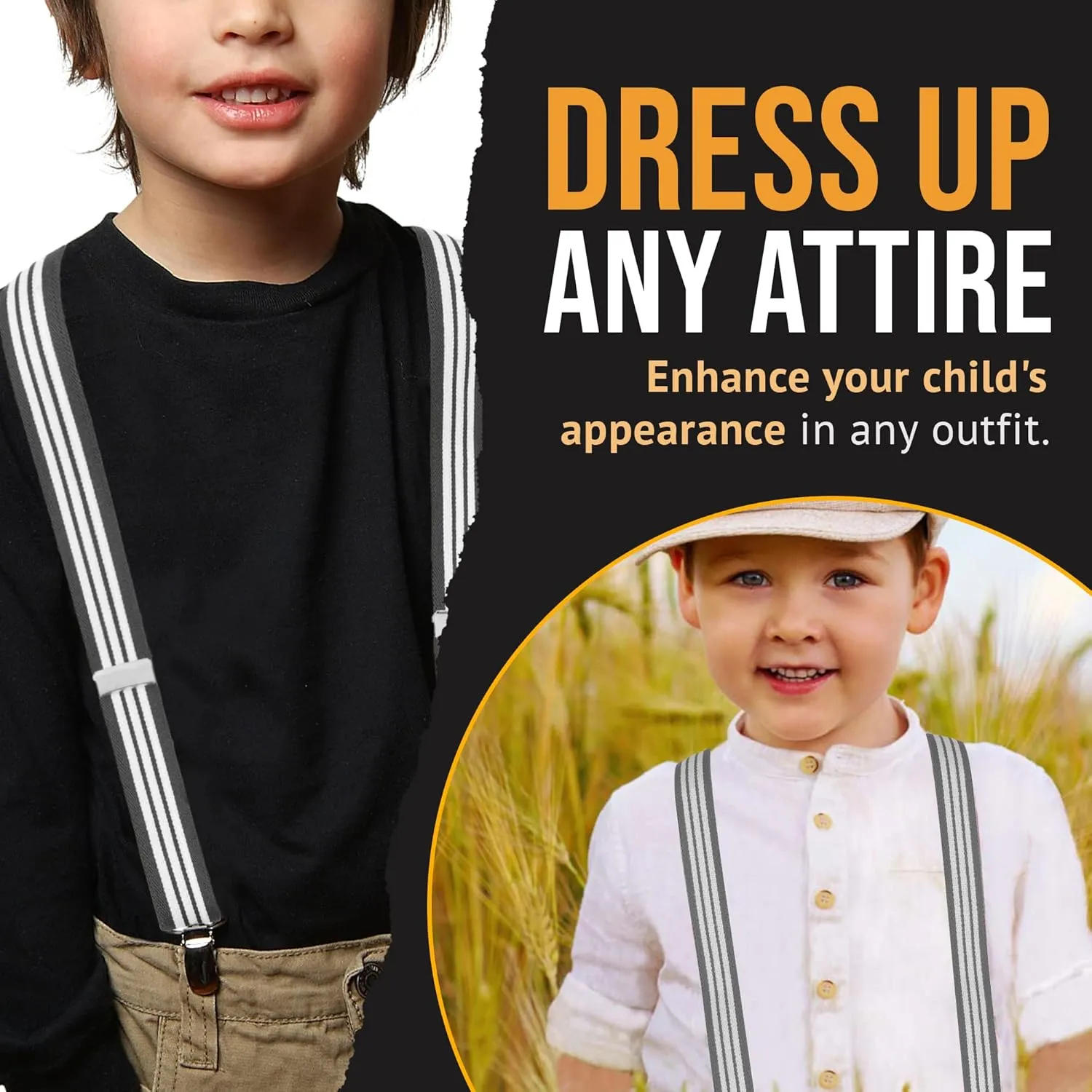 Kids and Baby Elastic Adjustable Solid Color Suspenders (Available in 3 sizes and 27 colors)