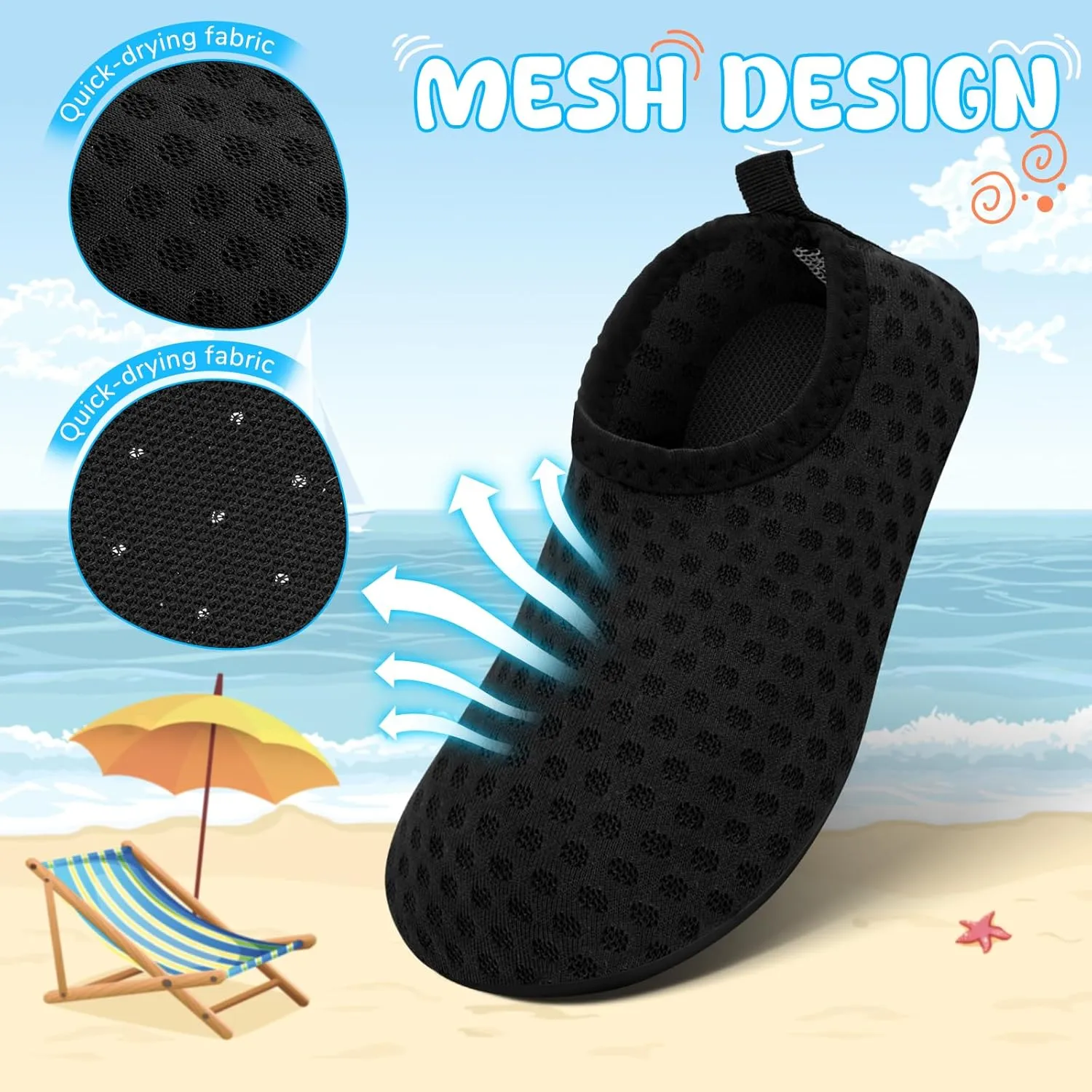 Kids Boys Girls Swim Water Shoes, Toddler Kids Swim Water Shoes Non-Slip Quick Dry Beach Shoes,Barefoot Sports Shoes Aqua Socks for Beach Outdoor Sports