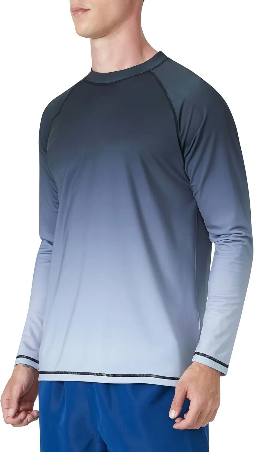 KPSUN Mens Swim Shirts UPF 50  Rash Guard Long Sleeve Sun UV Protection Beach Shirts Quick Dry Fishing T-Shirt