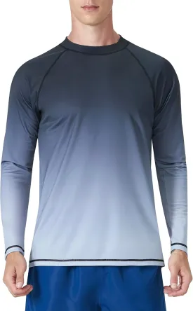 KPSUN Mens Swim Shirts UPF 50  Rash Guard Long Sleeve Sun UV Protection Beach Shirts Quick Dry Fishing T-Shirt