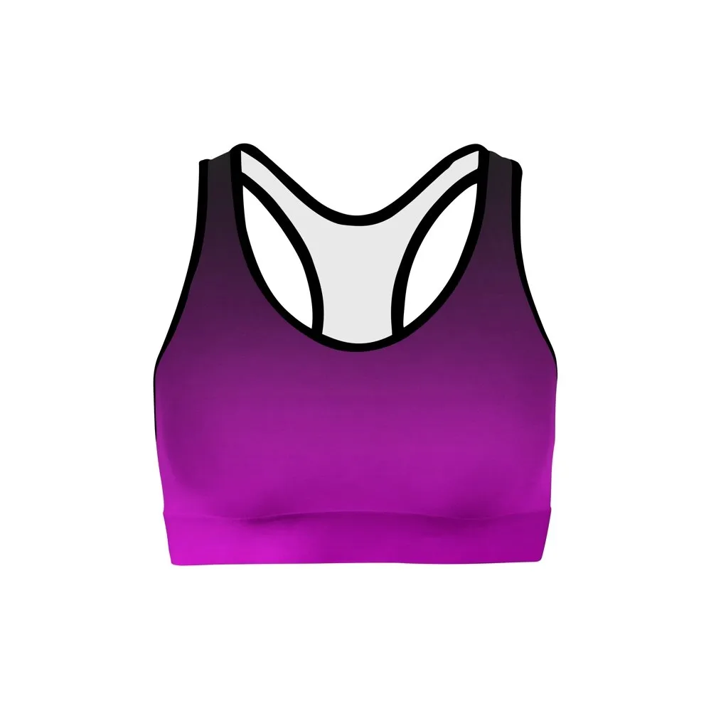 Ladies Black Pink Ombre Sports Bra