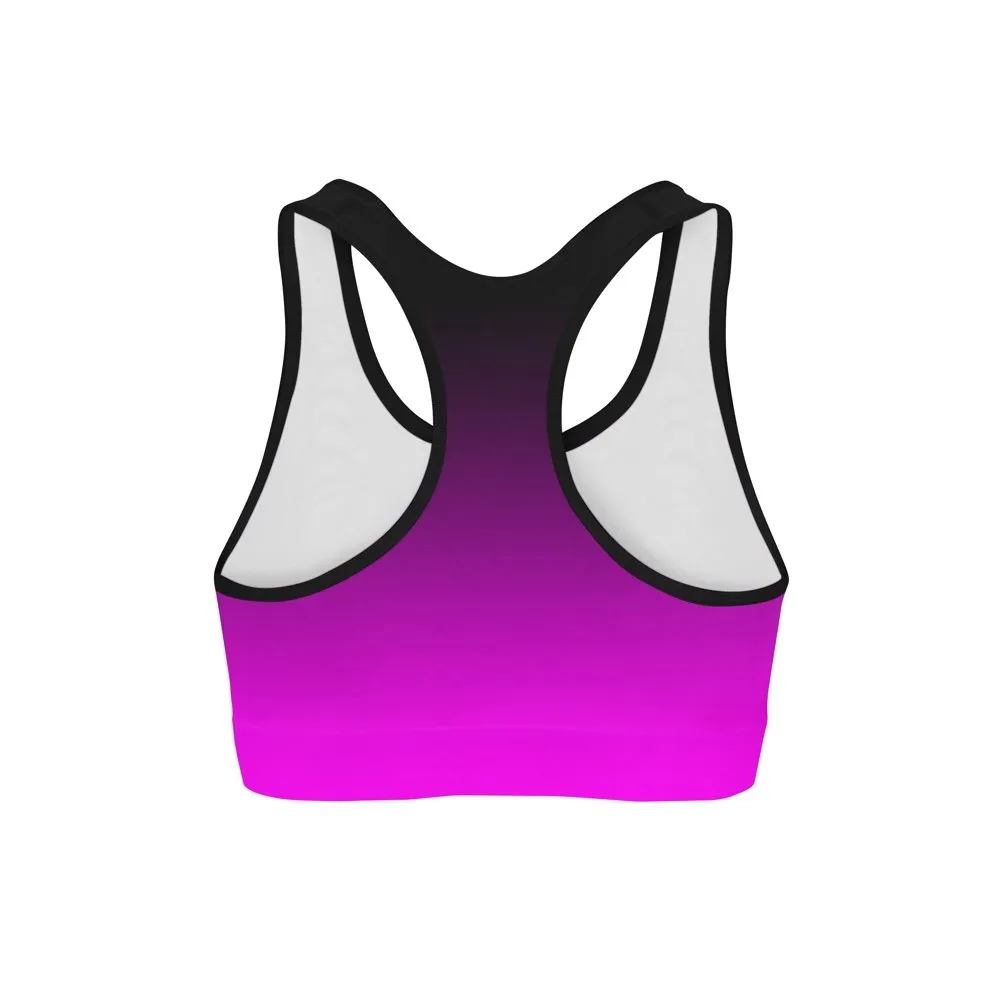Ladies Black Pink Ombre Sports Bra