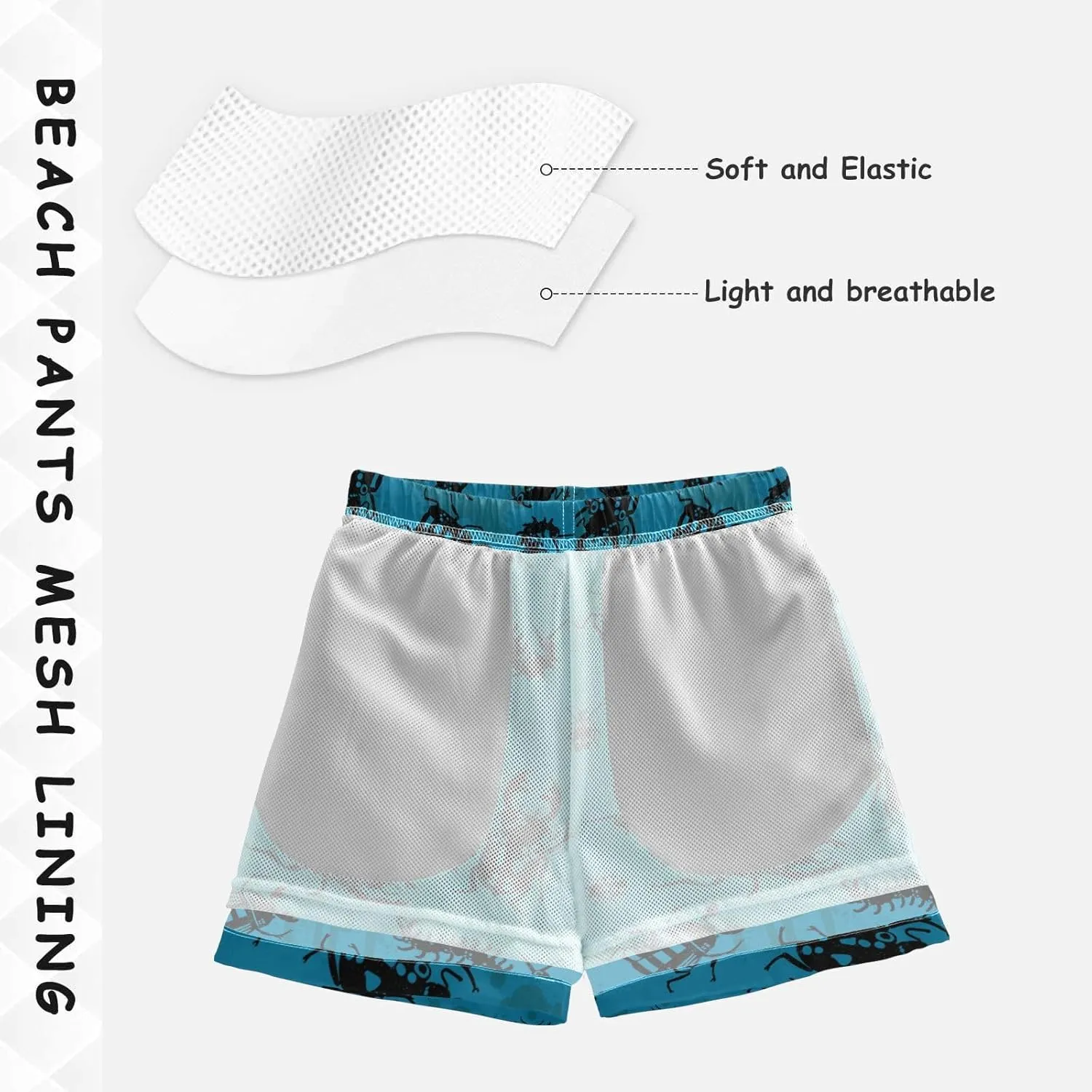 Little Boys Swim Trunks Beach Board Shorts Quick Dry Swimsuit Bathing Suits with Mesh Lining