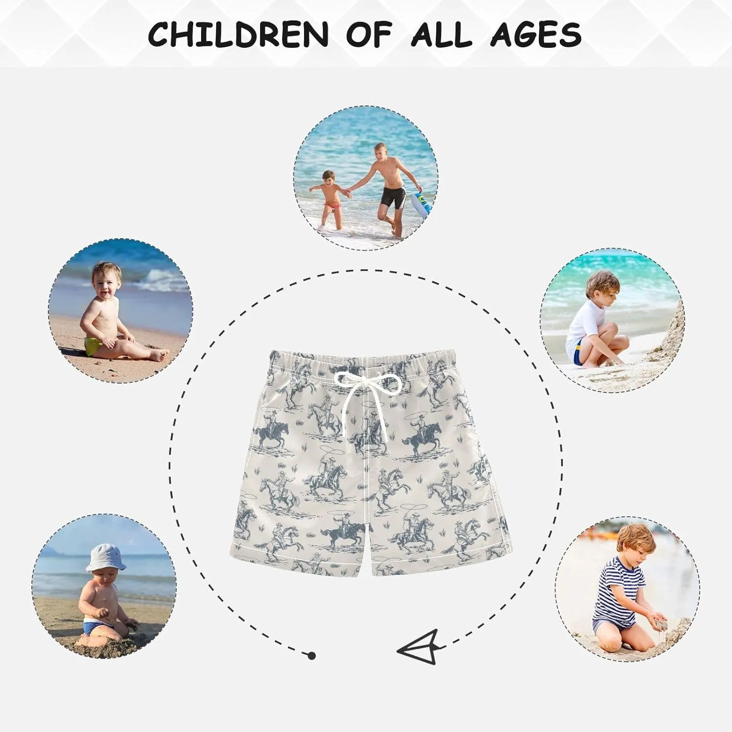 Little Boys Swim Trunks Beach Board Shorts Quick Dry Swimsuit Bathing Suits with Mesh Lining