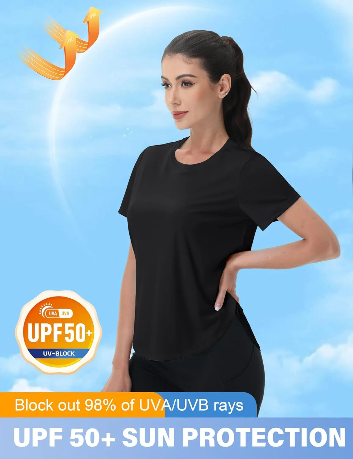 MAGCOMSEN Short Sleeve Workout Tops for Women UPF 50  Sun Protection Quick Dry Wicking T Shirt Yoga Athletic Running Gym