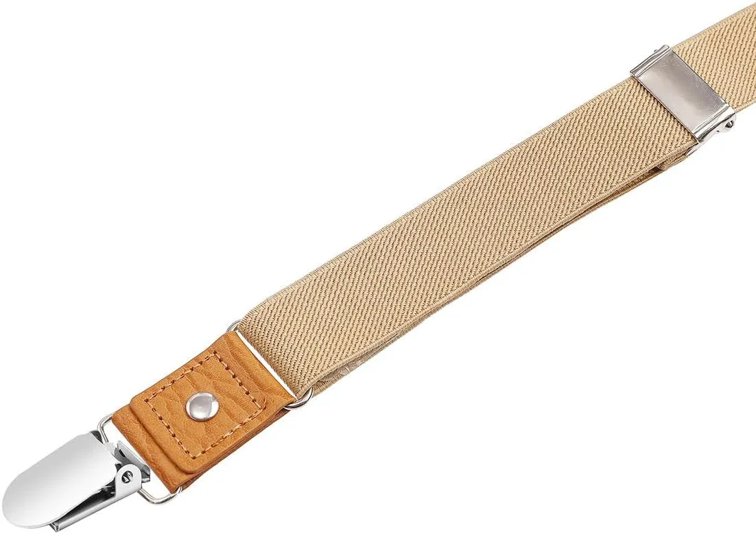 Men's Boy's Suspenders and Bow Tie Set Elastic Y Back with Metal Clips