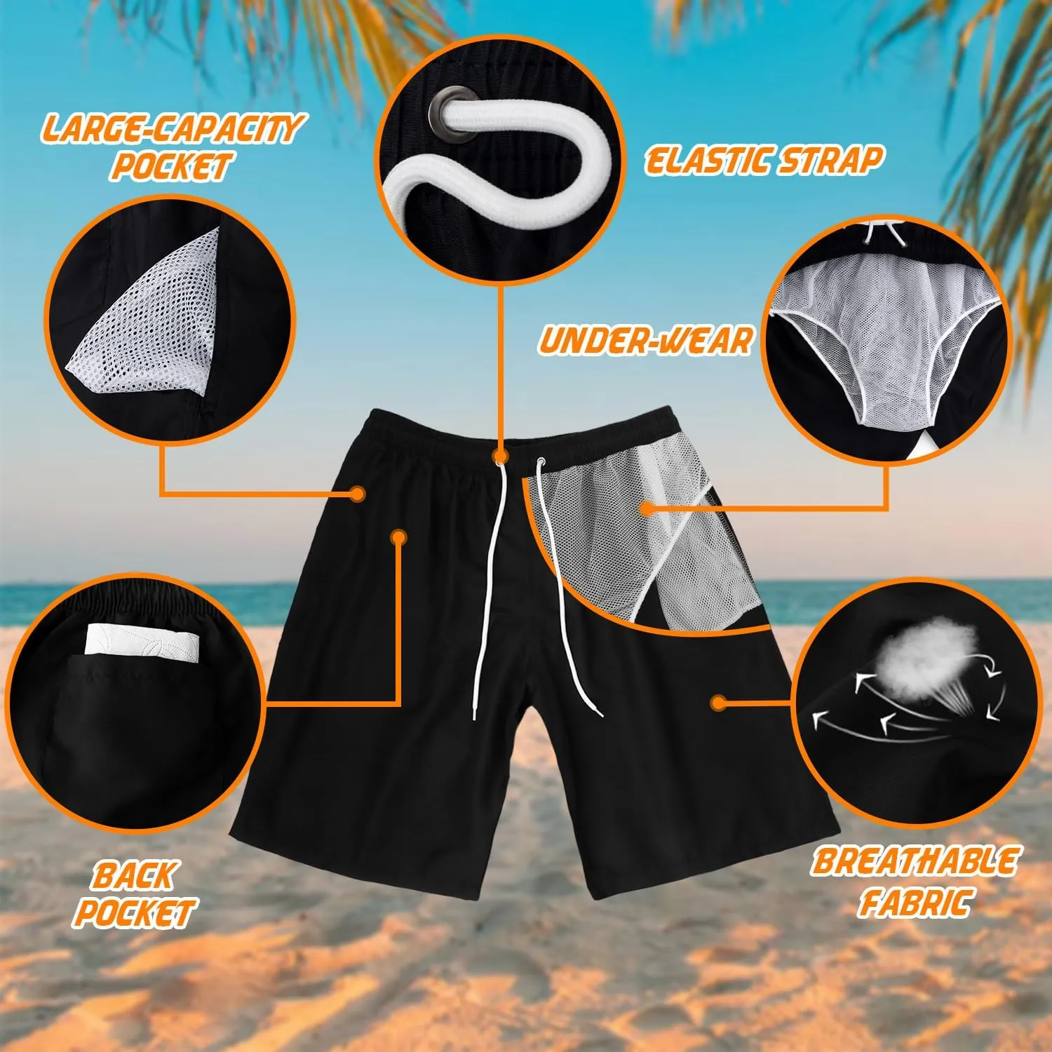 Mens Swimming Trunks Swim Trunks Quick Dry Swim Shorts with Mesh Lining Funny Swimwear Bathing Suits