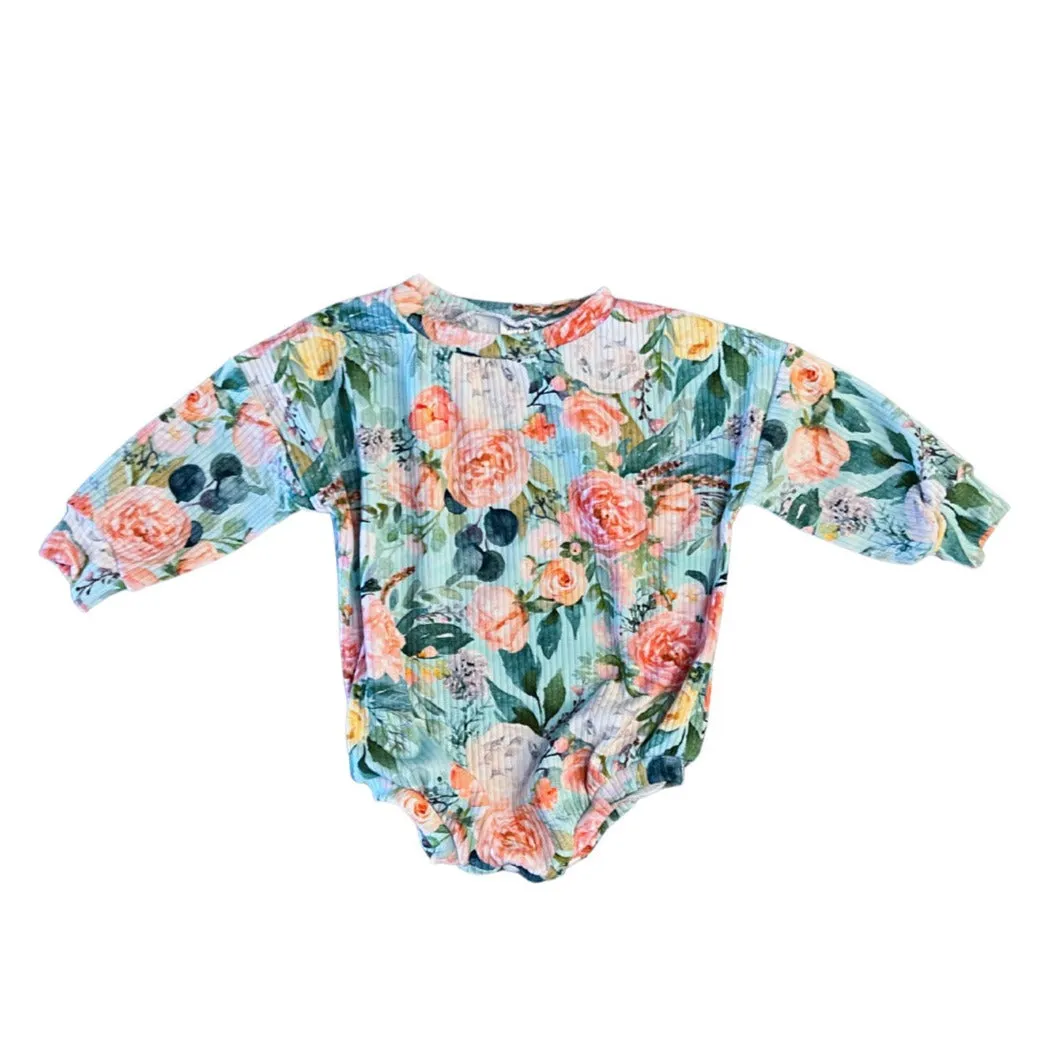 Mint Floral Sweater Romper