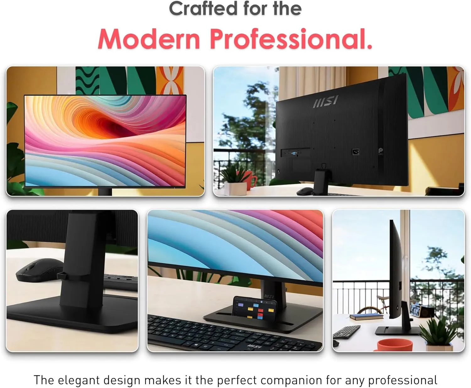 MSI PRO MP275 E2 27-inch IPS 1920 x 1080 (FHD) Gaming Office Monitor, 120Hz, Free-Synch, HDMI, DisplayPort, VGA Port, VESA Mountable, Tilt, Speaker, 4-Side Slim Bezel 1ms, Black