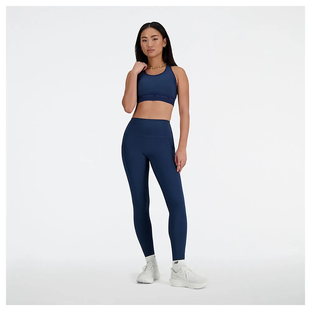 New Balance Sleek Medium Support Sports Bra - Navy