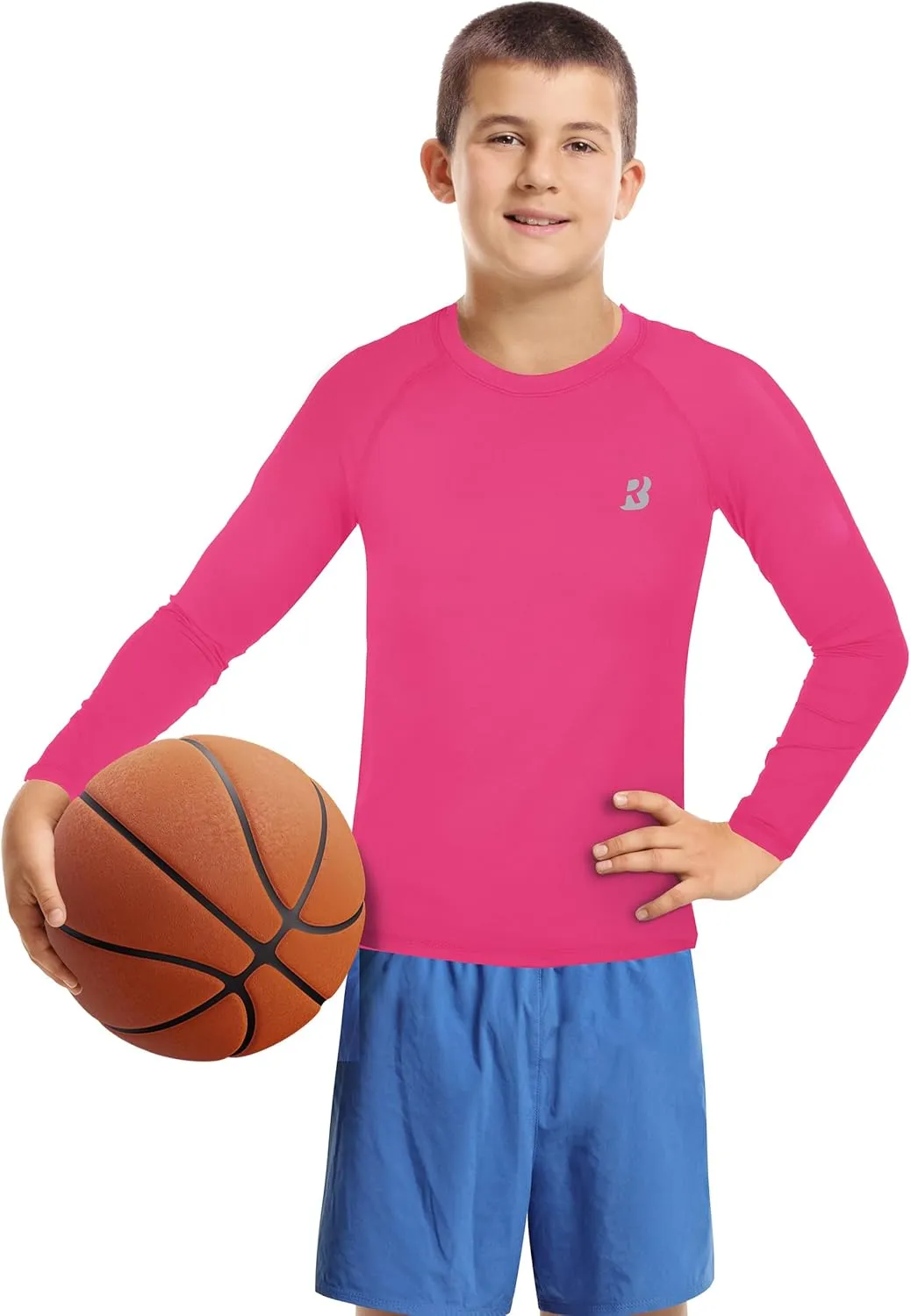 Roadbox Boys Youth Compression Shirts - Long Sleeve Athletic Undershirt Kids Quick Dry Base Layers for Baseball Soccer