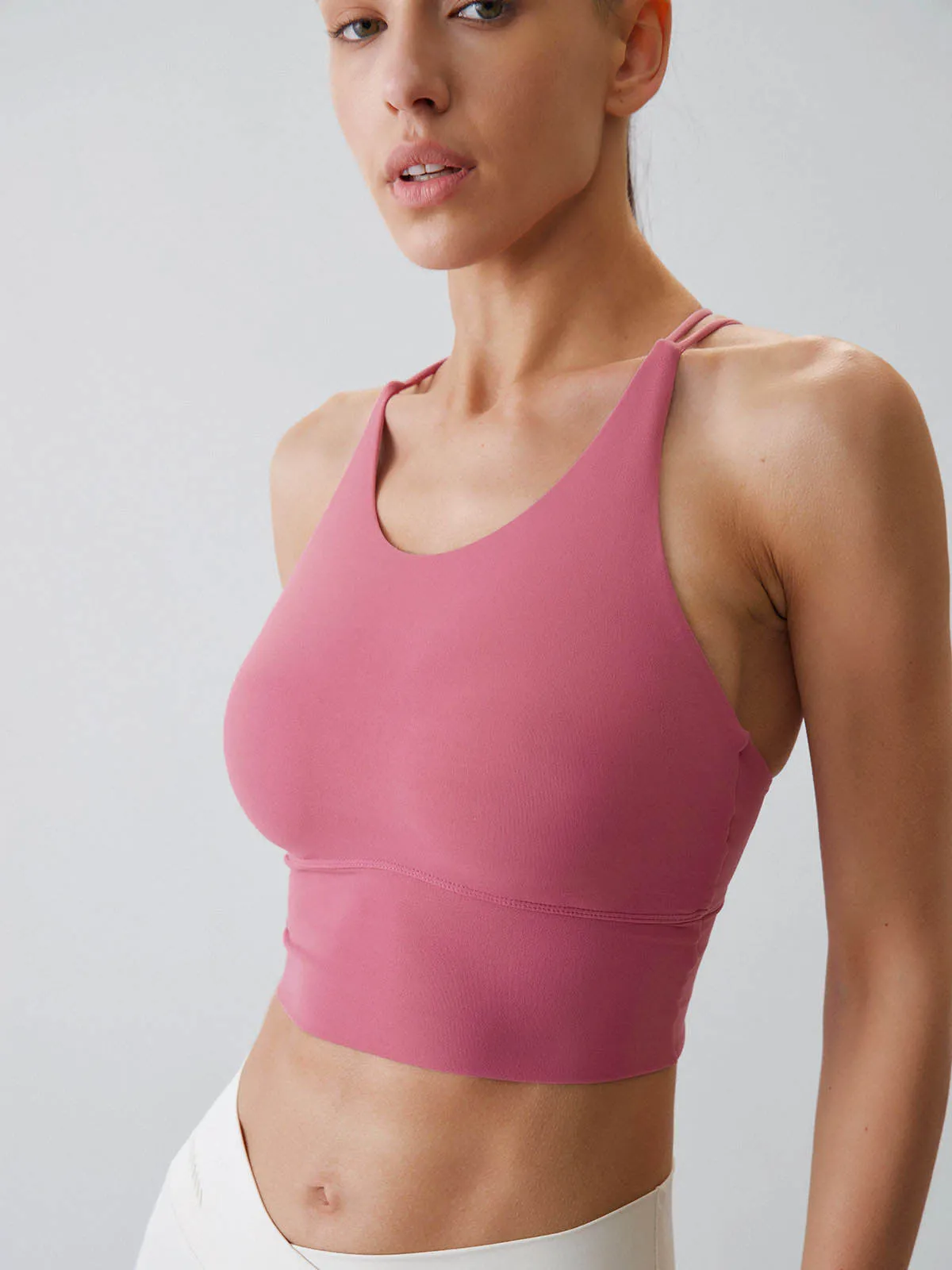 Rose Red Cut Out Twist Sports Bra - Light Support