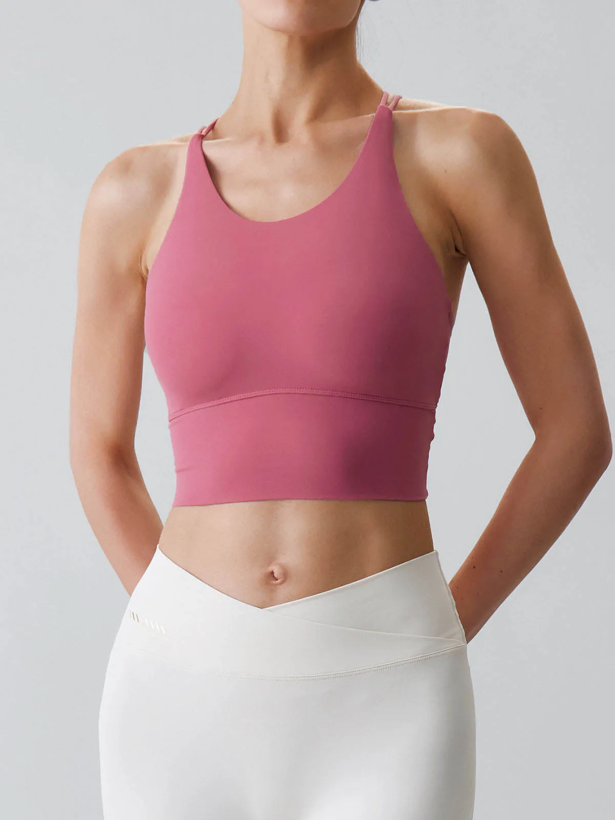 Rose Red Cut Out Twist Sports Bra - Light Support