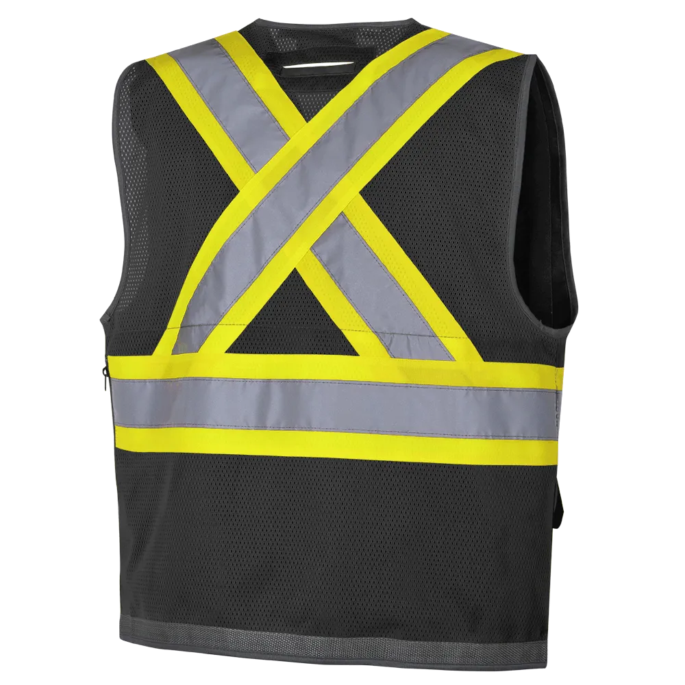 Safety Vest - Pioneer Black Mesh Surveyor Vest 6671
