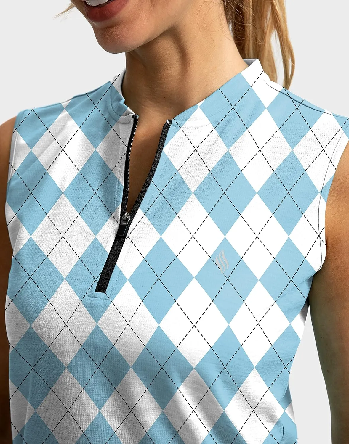 SANTINY Women's Sleeveless Golf Shirt Zip Up Tennis Lightweight Quick Dry Tank Tops Polo Shirts for Women