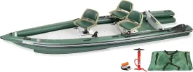 Sea Eagle FSK16 FishSkiff Inflatable 16', High Pressure, All-Drop-Stitch, 1-3 Person Frameless Fishing Boat w/Rigid 6 External Keel - Portable, Storable, and Transportable