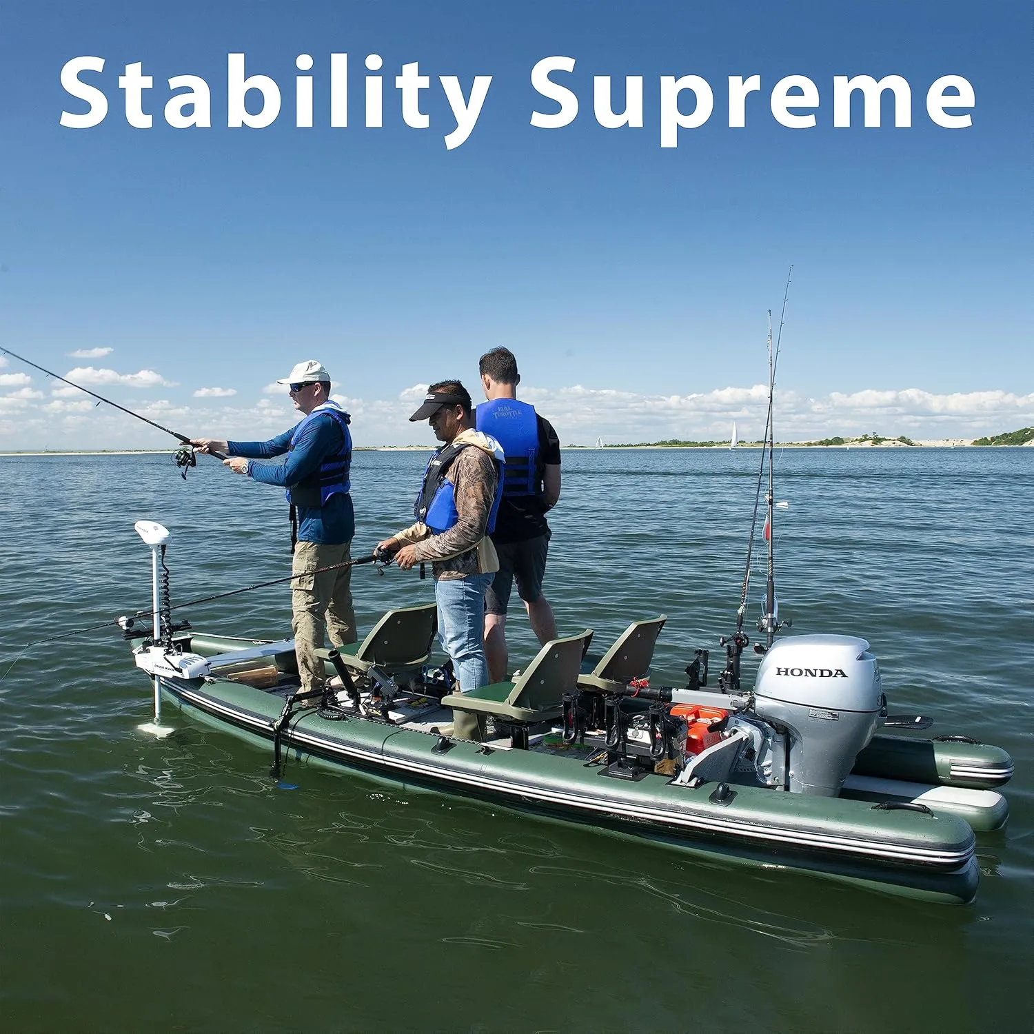 Sea Eagle FSK16 FishSkiff Inflatable 16', High Pressure, All-Drop-Stitch, 1-3 Person Frameless Fishing Boat w/Rigid 6 External Keel - Portable, Storable, and Transportable