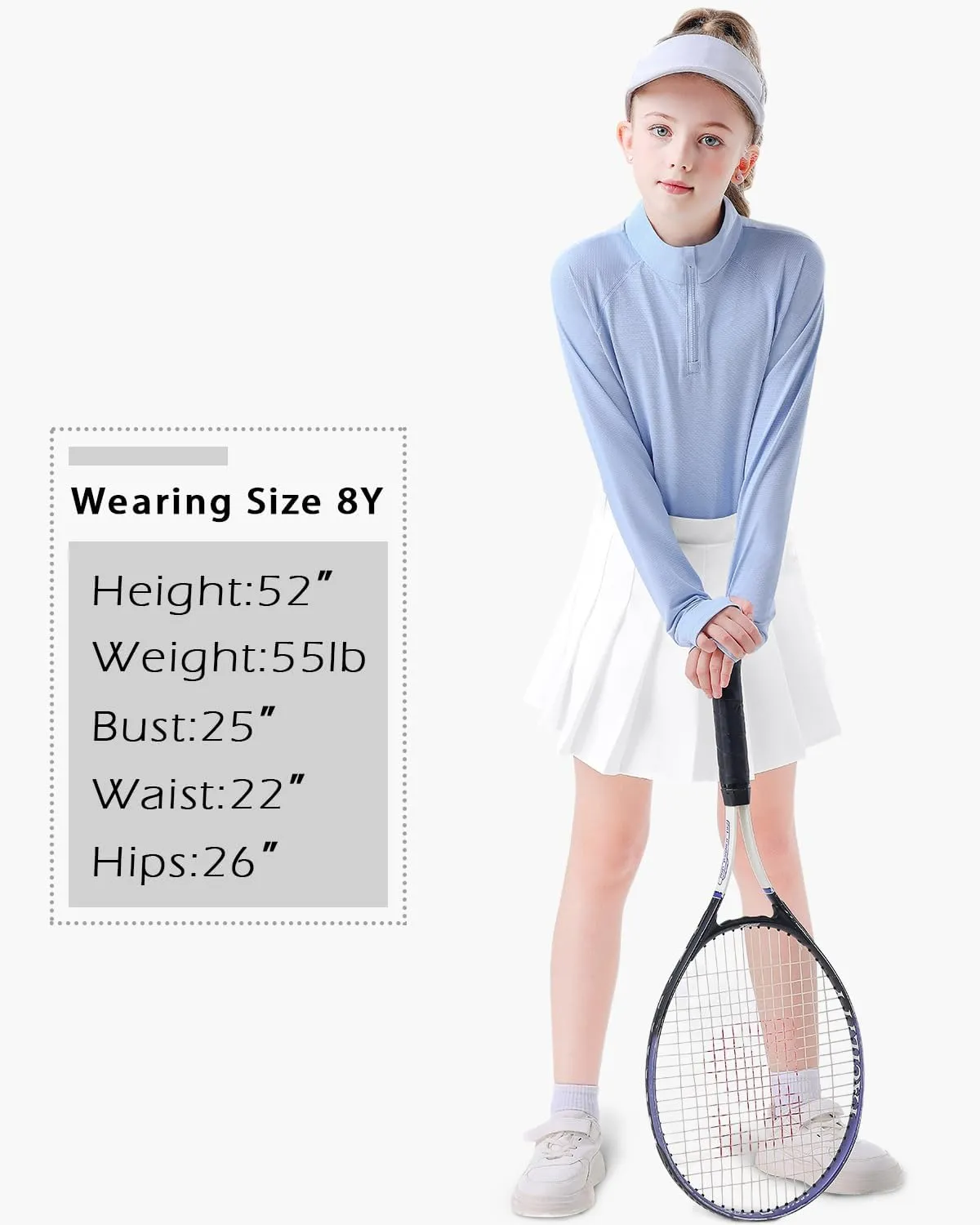 Soneven Girls Long Sleeve Golf Polo Shirts Quick Dry UPF50  Equestrian Tennis Tops with Thumb Holes for Age 5-16 Years