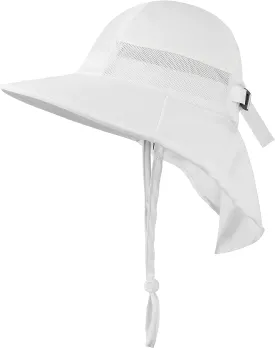 Sun Protection UPF 50  Kids Wide Brim Neck Flap Adjustable Safari Sun Hat