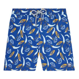 Tom & Teddy Chillis Mens Swim Shorts CHIBO - Blue/ Orange