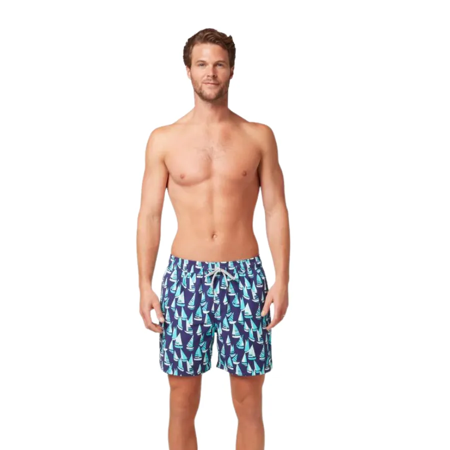 Tom & Teddy Marine Boats Mens Swim Shorts BOAMS - Mulberry/ Sky Blue