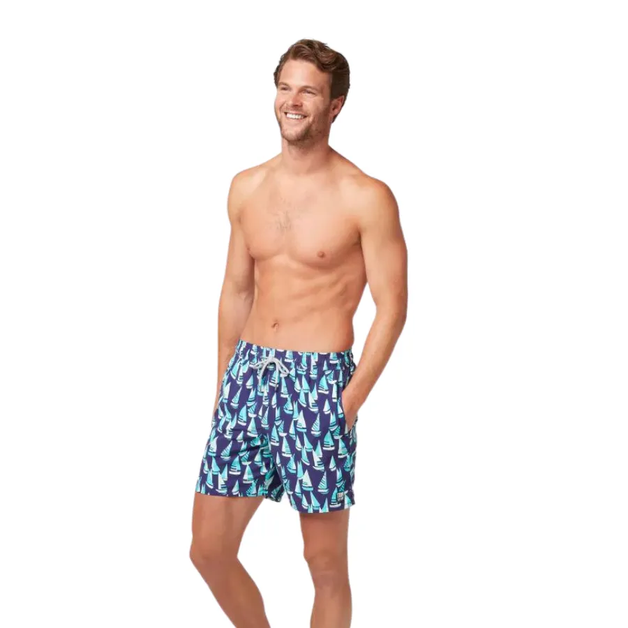Tom & Teddy Marine Boats Mens Swim Shorts BOAMS - Mulberry/ Sky Blue