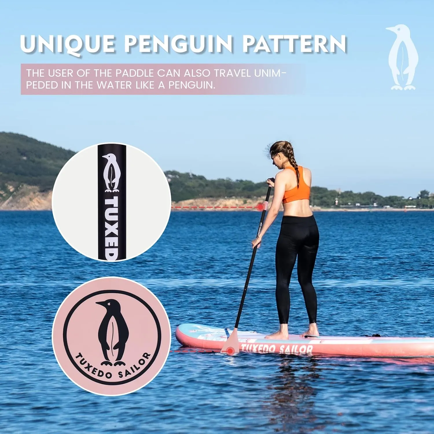 Tuxedo Sailor SUP Paddle - 3 Piece Adjustable Stand Up Paddle Board Paddle - Lightweight & Floating Paddle Board Oar - Durable and Packable, Reinforced Nylon Blades - Efficient Stroke